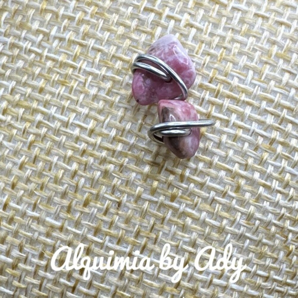 SUPER DAINTY PINK RHODONITE SILVER STATEMENT STUDS